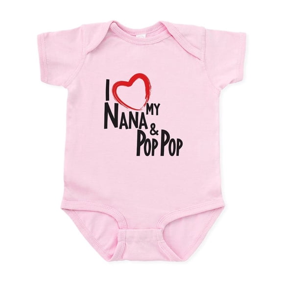 CafePress - I Heart My Nana And Pop Pop Body Suit - Baby Light Bodysuit, Size Newborn - 24 Months