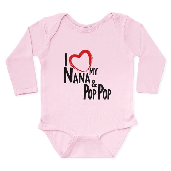 CafePress - I Heart My Nana And Pop Pop Body Suit - Long Sleeve Cotton Baby Bodysuit