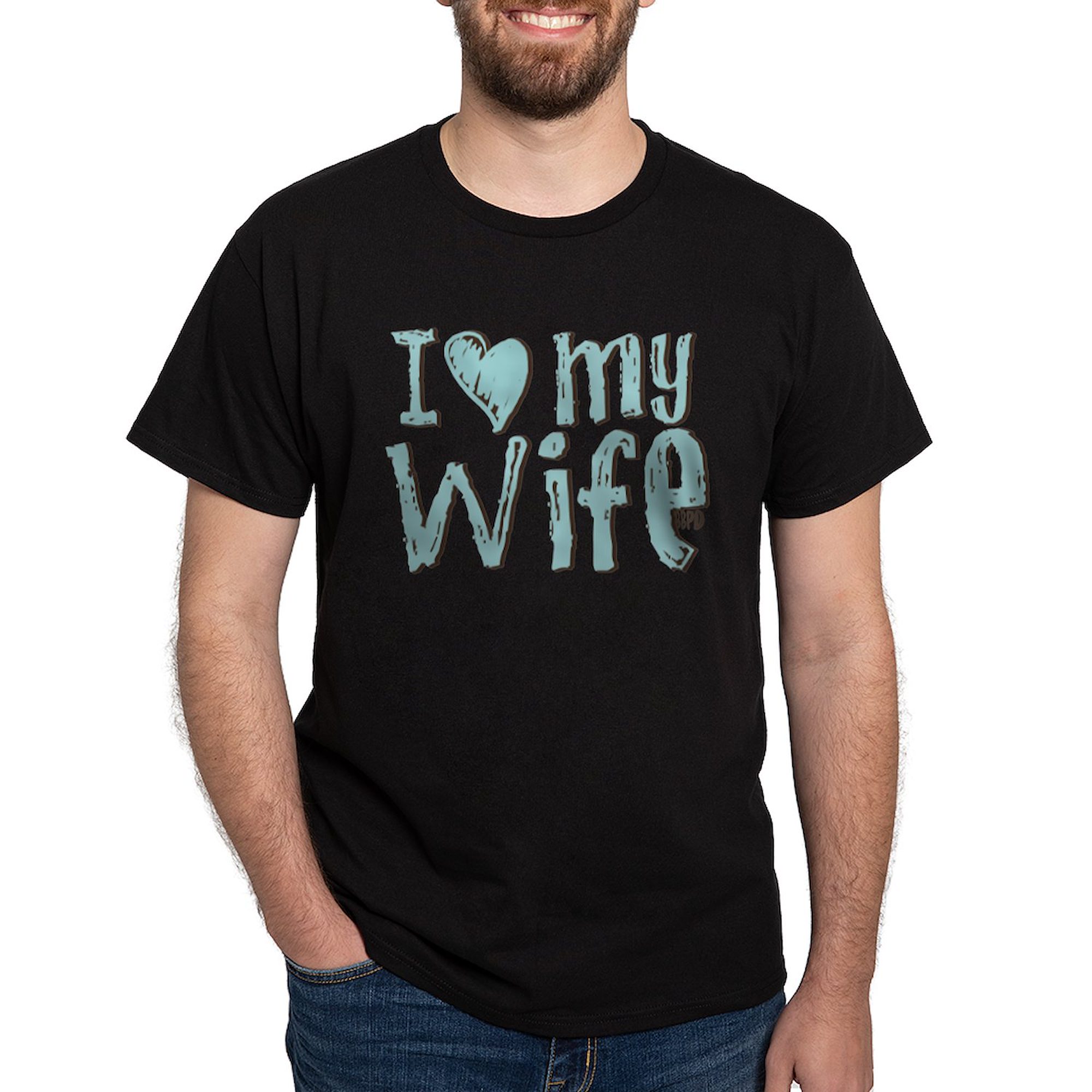 CafePress - I Heart My Wife Dark T Shirt - 100% Cotton T-Shirt - image 1 of 4