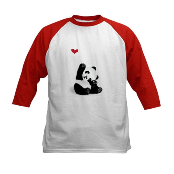 CafePress - I Heart Pandas Baseball Jersey - Kids Cotton Baseball Jersey, 3/4 Sleeve Shirt