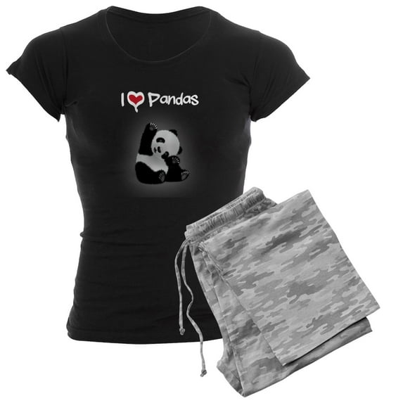 CafePress - I Heart Pandas - Women's Dark Pajamas