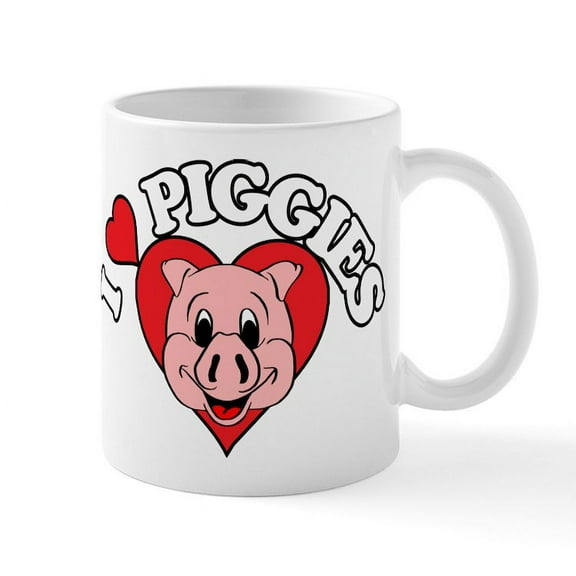 CafePress - I Heart Piggies - 11 oz Ceramic Mug - Novelty Coffee Tea Cup