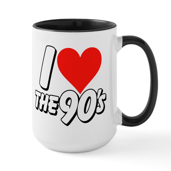 CafePress - I Heart The 90S Large Mug - 15 oz Ceramic Large White Novelty Mug