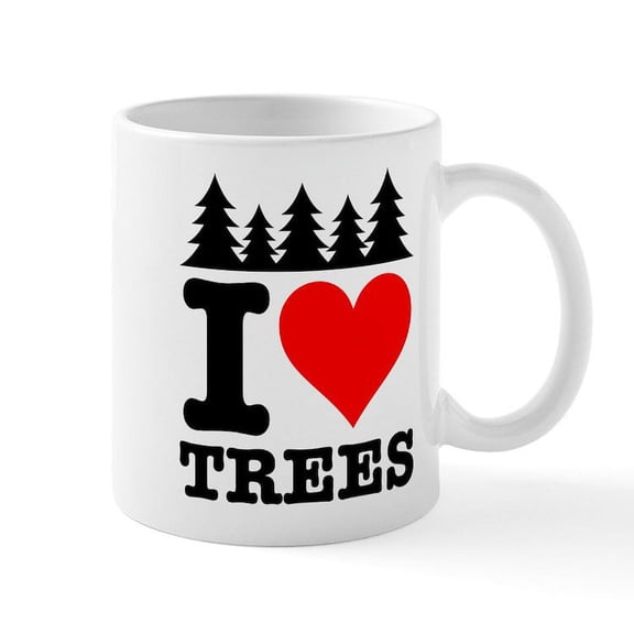 CafePress - I Heart Trees Mug - 11 oz Ceramic Mug - Novelty Coffee Tea Cup
