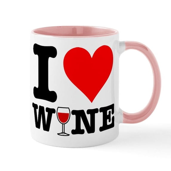 CafePress - I Heart Wine Mug - 11 oz Ceramic Mug - Novelty Coffee Tea Cup
