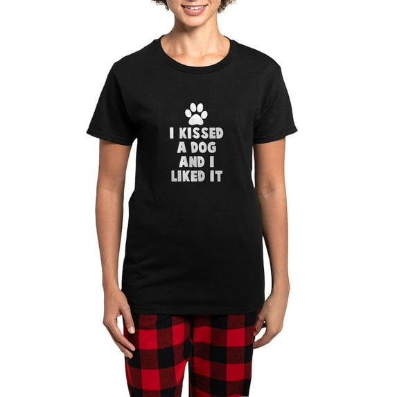 CafePress - I Kissed A Dog And I Liked I Women's Dark Pajamas - Women's Short Sleeve Print T-Shirt and Pants Dark Cotton Pajama Set
