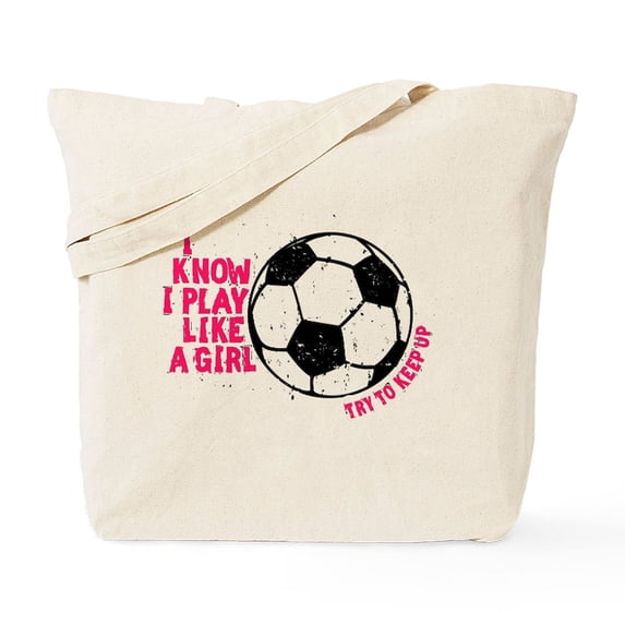 CafePress - I Know I Play Like A Girl Tote Bag - Unisex Canvas Tote Bag, Beige, 1-Piece