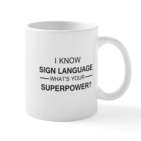 CafePress - I Know Sign Language (Black) Mugs - 11 oz Ceramic Mug - Novelty Coffee Tea Cup