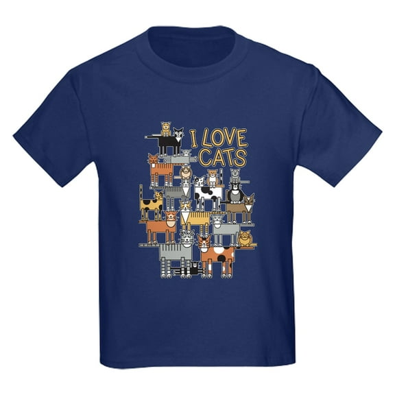 CafePress - I LOVE CATS Kids T Shirt - Dark T-Shirt Kids XS-XL
