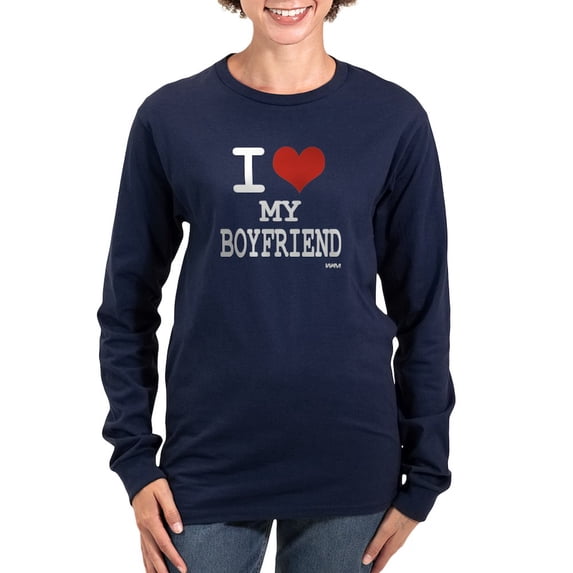 CafePress - I LOVE MY BOYFRIEND Women's Long Sleeve Dark T Shi - Women's Long Sleeve Graphic Tee Casual Fit