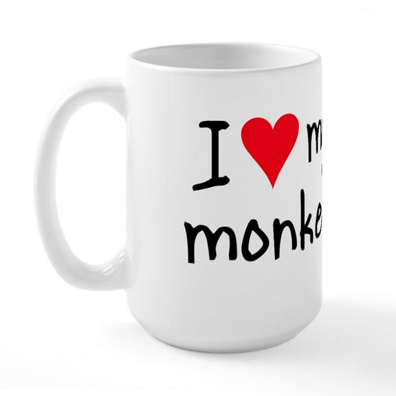 CafePress - I LOVE MY Monkey Large Mug - 15 oz Ceramic Large White Novelty Mug