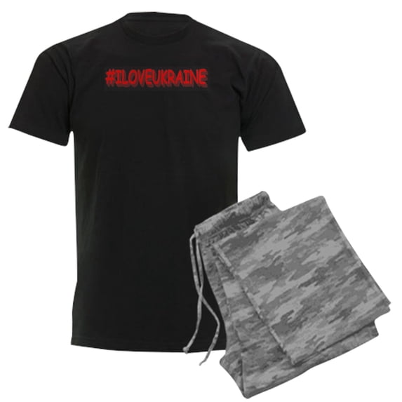 CafePress - #I LOVE UKRAINE Design. Buy Now Pajamas - Men's Dark Loose Fit Cotton Pajama Set