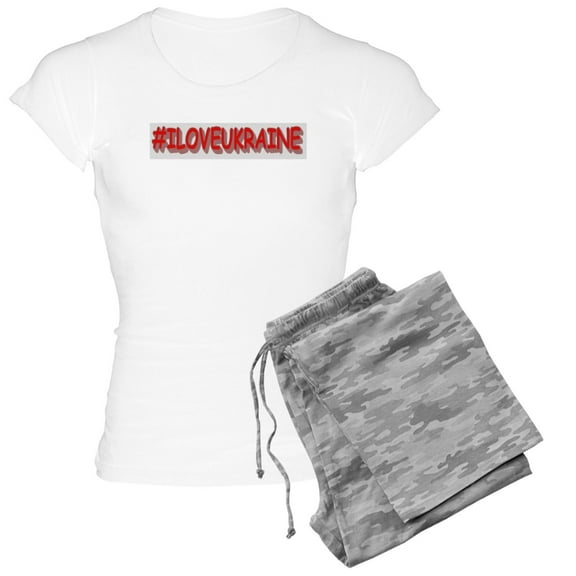 CafePress - #I LOVE UKRAINE Design. Buy Now Pajamas - Women's Short Sleeve Print T-Shirt and Pants Light Cotton Pajama Set