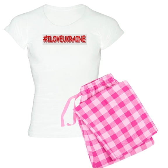 CafePress - #I LOVE UKRAINE Design. Buy Now Pajamas - Women's Short Sleeve Print T-Shirt and Pants Light Cotton Pajama Set