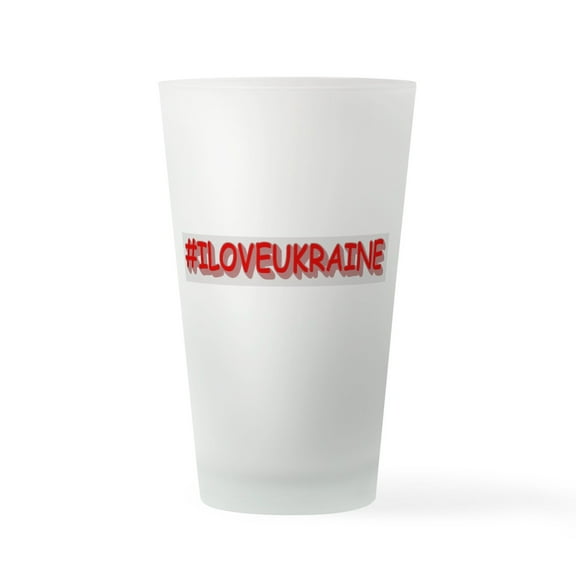CafePress - #I LOVE UKRAINE Design. Buy Now - Pint Glass, Drinking Glass, 16 oz. CafePress