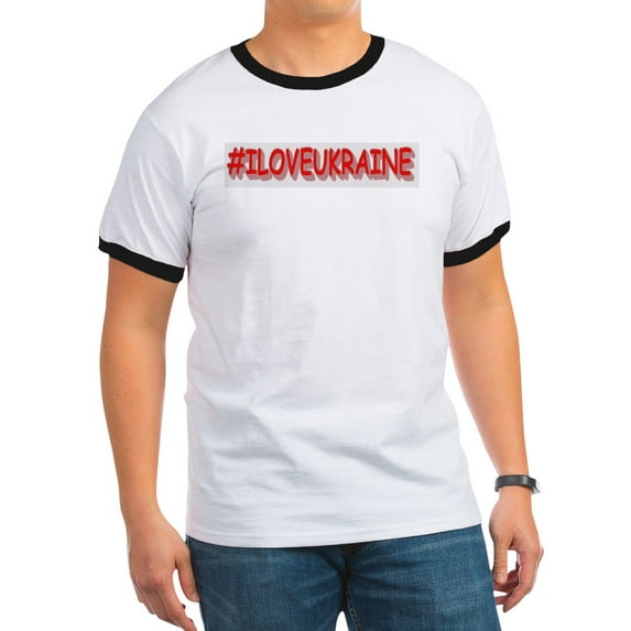 CafePress - #I LOVE UKRAINE Design. Buy Now T Shirt - 100% Cotton Ringed T-Shirt