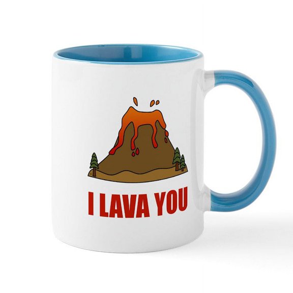 CafePress - I Lava You Volcano Mugs - 11 oz Ceramic Mug - Novelty Coffee Tea Cup