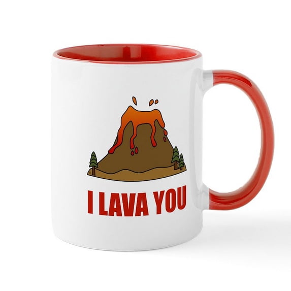 CafePress - I Lava You Volcano Mugs - 11 oz Ceramic Mug - Novelty Coffee Tea Cup