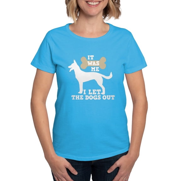 CafePress - I Let The Dogs Out Women's Classic T Shirt - Women's Traditional Fit Dark T-Shirt