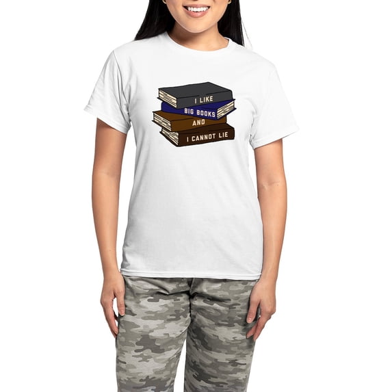 CafePress - I Like Big Books Women's Light Pajamas - Women's Short Sleeve Print T-Shirt and Pants Light Cotton Pajama Set