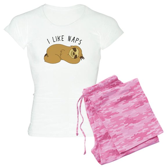 CafePress - I Like Naps Napping Sloth Pajamas - Women's Short Sleeve Print T-Shirt and Pants Light Cotton Pajama Set