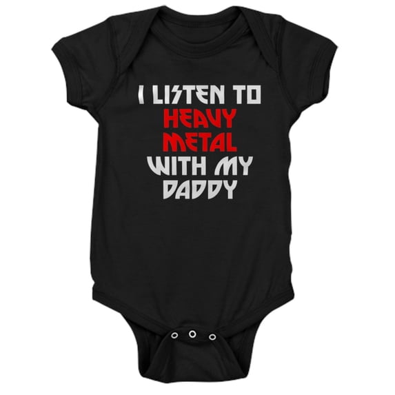 CafePress - I Listen To Heavy Metal With My Daddy Baby Bodysui - Cute Infant Bodysuit Baby Romper