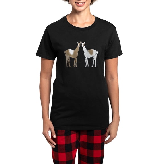 CafePress - I Llove Llamas Pajamas - Women's Short Sleeve Print T-Shirt and Pants Dark Cotton Pajama Set