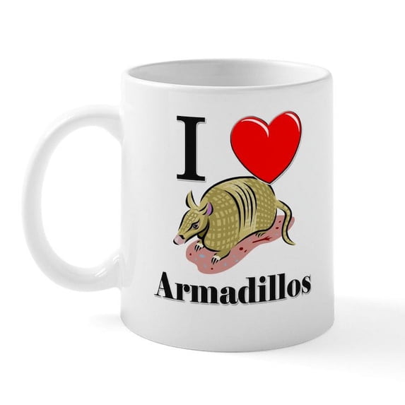 CafePress - I Love Armadillos Mug - 11 oz Ceramic Mug - Novelty Coffee Tea Cup