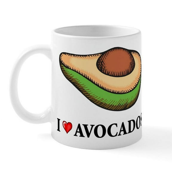 CafePress - I Love Avocado Mug - 11 oz Ceramic Mug - Novelty Coffee Tea Cup