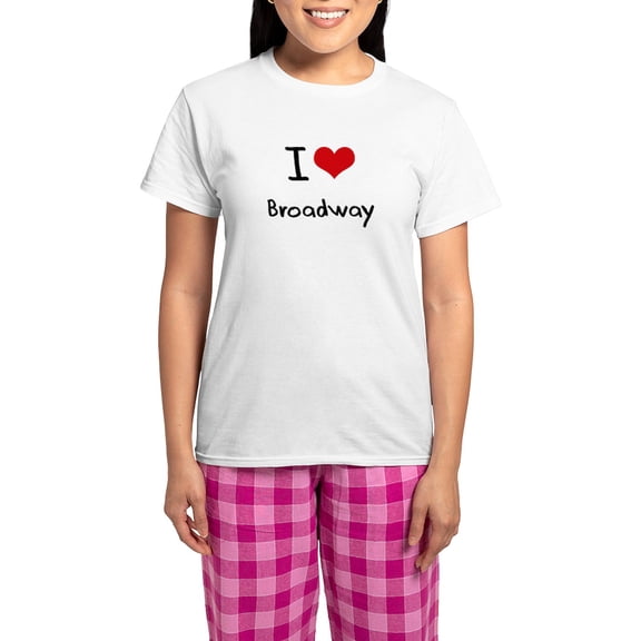 CafePress - I Love BROADWAY Pajamas - Women's Short Sleeve Print T-Shirt and Pants Light Cotton Pajama Set