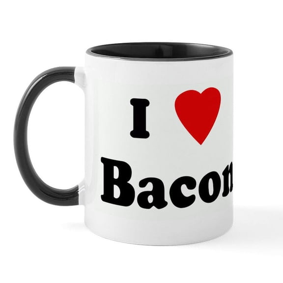 CafePress - I Love Bacon Mug - 11 oz Ceramic Mug - Novelty Coffee Tea Cup