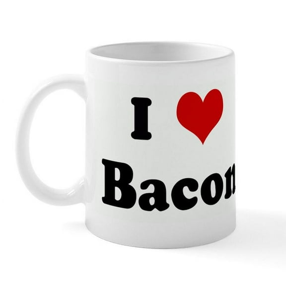 CafePress - I Love Bacon Mug - 11 oz Ceramic Mug - Novelty Coffee Tea Cup