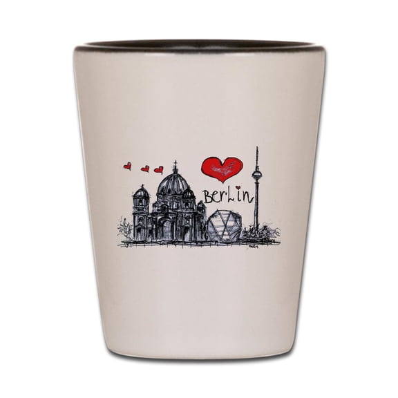 CafePress - I Love Berlin - White/Black Shot Glass, Unique and Funny Shot Glass