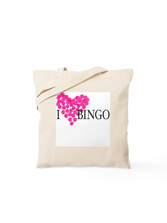 - I Love Bingo Tote Bag - Unisex Canvas Tote Bag, Beige, 1-Piece