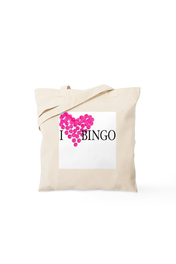 - I Love Bingo Tote Bag - Unisex Canvas Tote Bag, Beige, 1-Piece
