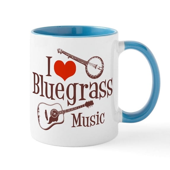 CafePress - I Love Bluegrass Mug - 11 oz Ceramic Mug - Novelty Coffee Tea Cup