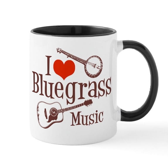 CafePress - I Love Bluegrass Mug - 11 oz Ceramic Mug - Novelty Coffee Tea Cup