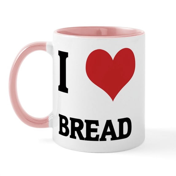CafePress - I Love Bread Mug - 11 oz Ceramic Mug - Novelty Coffee Tea Cup