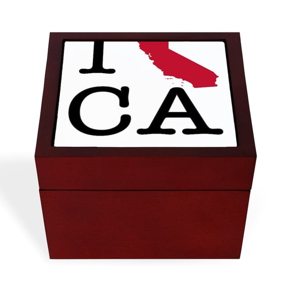 CafePress - I Love California - Keepsake Box, Finished Hardwood Jewelry Box, Velvet Lined Memento Box