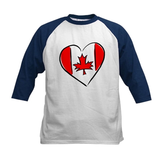 CafePress - I Love Canada Kids Baseball Jersey - Kids Cotton Baseball Jersey, 3/4 Sleeve Shirt