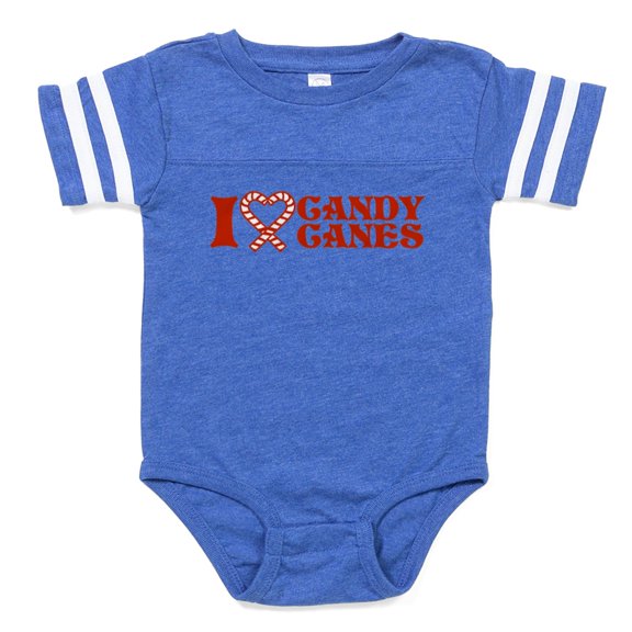 CafePress - I Love Candy Canes - Cute Infant Baby Football Bodysuit