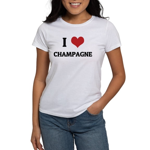 CafePress - I Love Champagne Women's T Shirt - Women's Classic T-Shirt