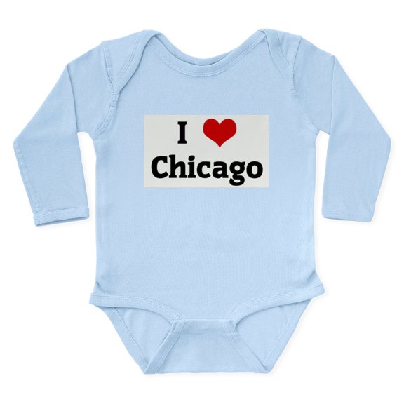 CafePress - I Love Chicago Body Suit - Long Sleeve Cotton Baby Bodysuit