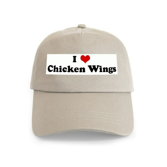 CafePress - I Love Chicken Wings Cap - Adjustable 100% Brushed Unisex Casual Cotton Baseball Cap, Beige, 1