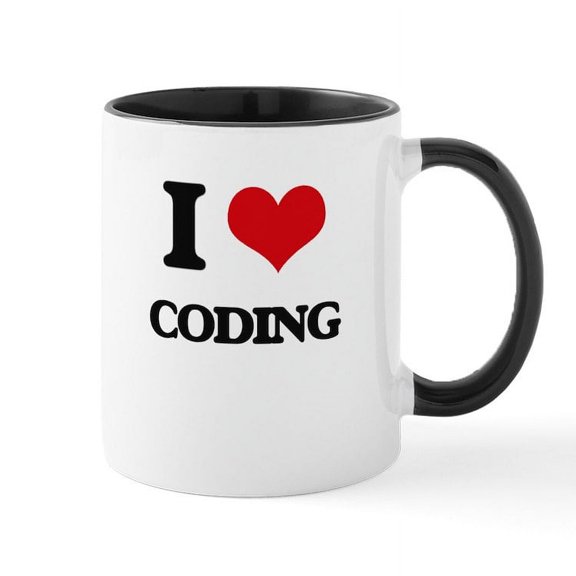 CafePress - I Love Coding Mugs - 11 oz Ceramic Mug - Novelty Coffee Tea Cup