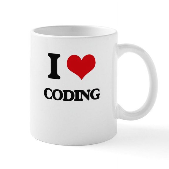 CafePress - I Love Coding Mugs - 11 oz Ceramic Mug - Novelty Coffee Tea Cup
