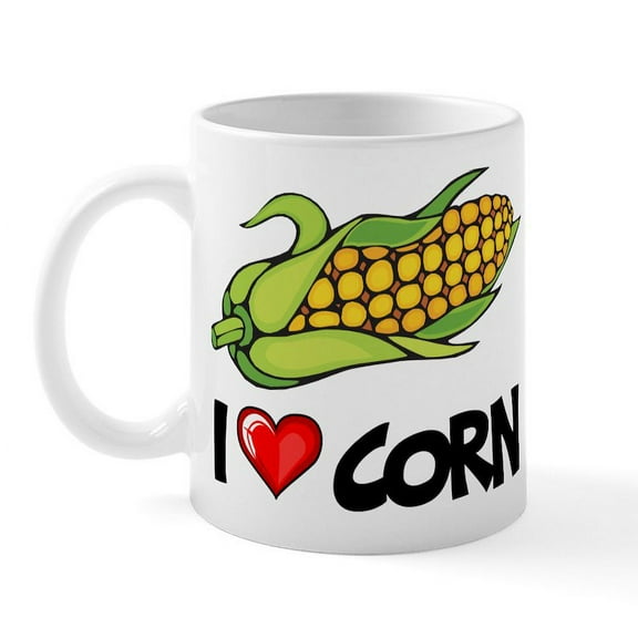 CafePress - I Love Corn Mug - 11 oz Ceramic Mug - Novelty Coffee Tea Cup