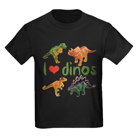 CafePress - I Love Dinos Kids Dark T Shirt - Dark T-Shirt Kids XS-XL