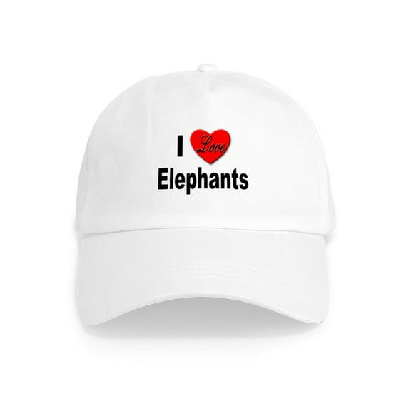 CafePress - I Love Elephants Cap - Adjustable 100% Brushed Unisex Casual Cotton Baseball Cap, Beige, 1