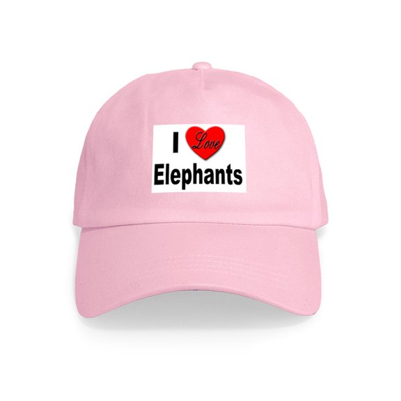 CafePress - I Love Elephants Cap - Adjustable 100% Brushed Unisex Casual Cotton Baseball Cap, Beige, 1